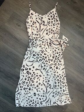 Nine West Brown and Tan Leopard Print Midi Dress